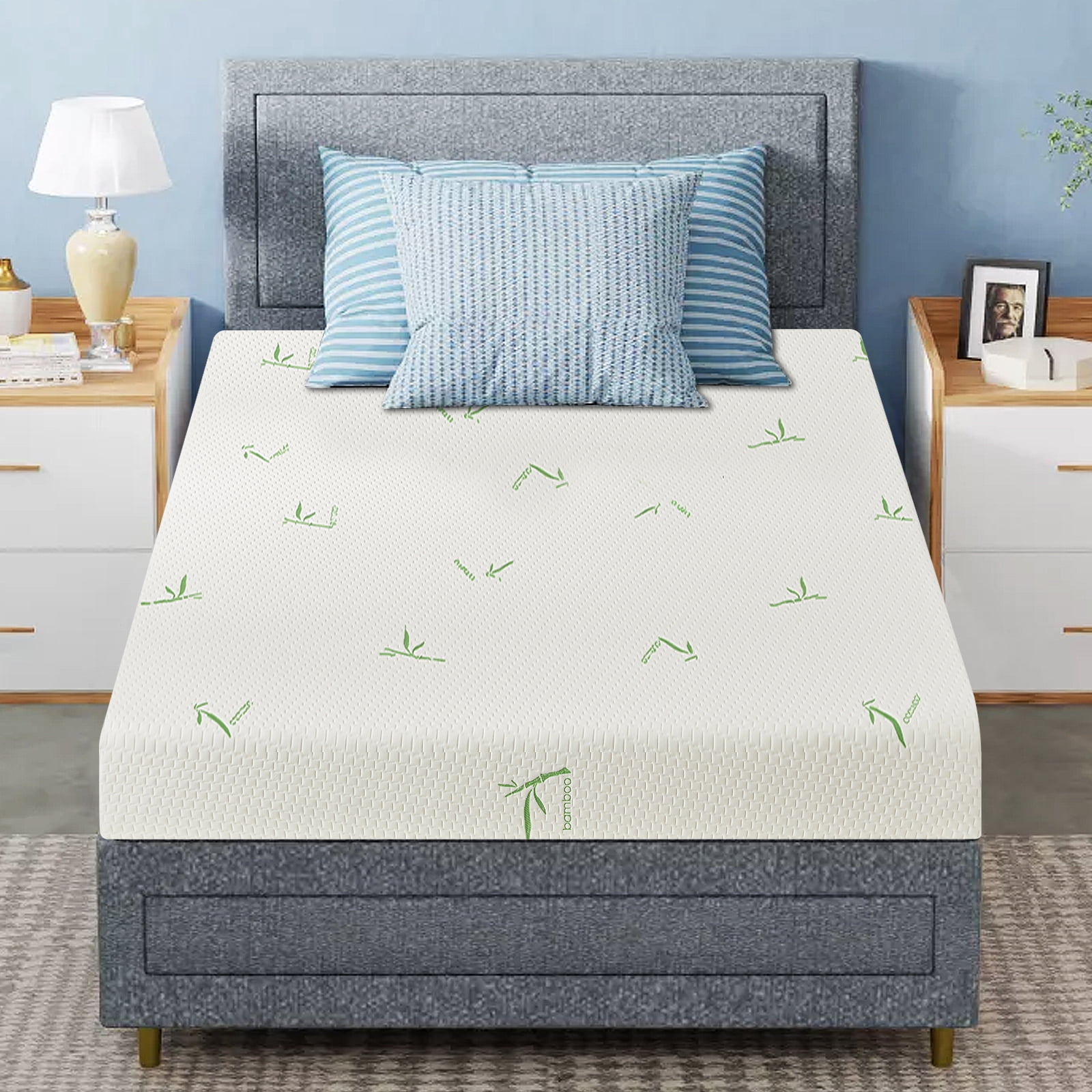 8 Inch Memory Foam Mattress,Twin Size, Medium-Firm Bed Mattress with Bamboo Cover, Breathable Gel Mattress, Pressure Relief, in a Box for Bunk Bed, Trundle Bed, CertiPUR-US Certified