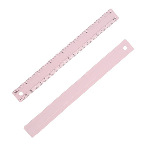8 Inch Metal Ruler, 2Pcs Aluminum Alloy Metric Ruler with Inches and Centimeters Precision Measuring for Office Engineering Drafting Style 2, Pink