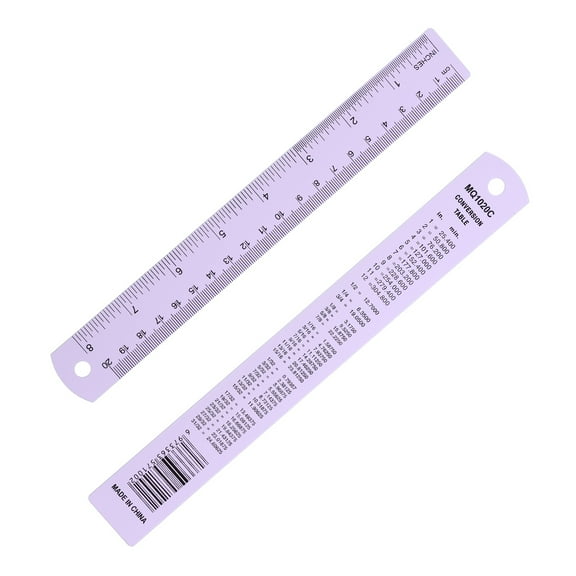 8 Inch Metal Ruler, Aluminum Alloy Metric Ruler with Inches and Centimeters Precision Measuring for Office Engineering Drafting, Purple