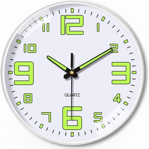 8 Inch Night Light Wall Clock, Large Luminous Function Numbers and Hands, Easy to Read Both Day and Night