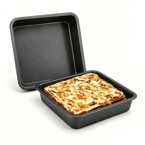 8-Inch Non-Stick Square Cake Pan, Rust-Resistant Baking Pan for Cakes Brownies & Lasagna, Dishwasher Safe Easy Clean, 8x8x2 Inch