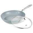 8 Inch Nonstick Frying Pan with Lid,Blue Marble Diecast Skillet, Stone