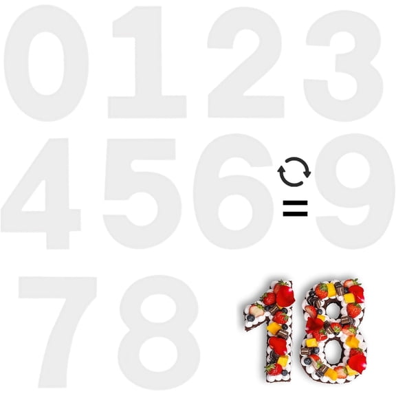 8 Inch Number Cake Mold Baking Forms Moulds,9 Pieces 0-8 Cake Number Stencils,Number Cake Pans,Flat Plastic Mold Numerical Templates  for DIY Cakes/Cookies