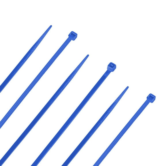 8-Inch Nylon Cable Ties, Blue, 18 lbs, 100 Pack