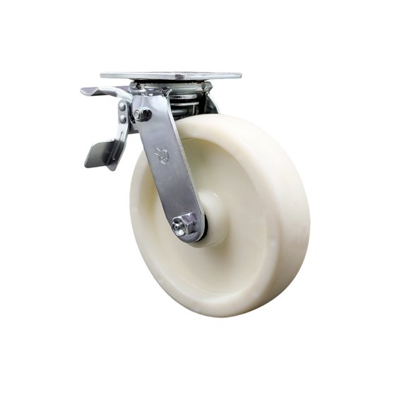 8 Inch Nylon Swivel Caster with Ball Bearing and Total Lock Brake Service Caster