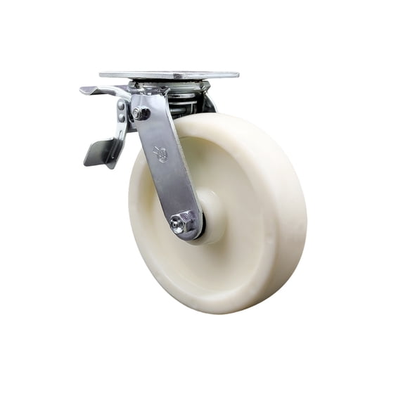 8 Inch Nylon Swivel Caster with Ball Bearing and Total Lock Brake Service Caster