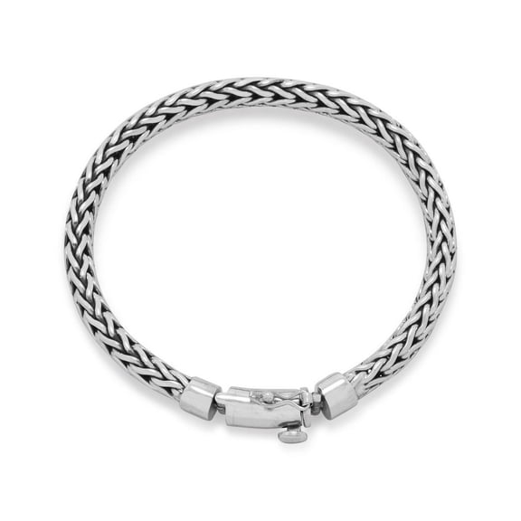 8 Inch Oxidized Sterling Silver Woven Bracelet Box Clasp Hinged Box Clasp Safety Clasp