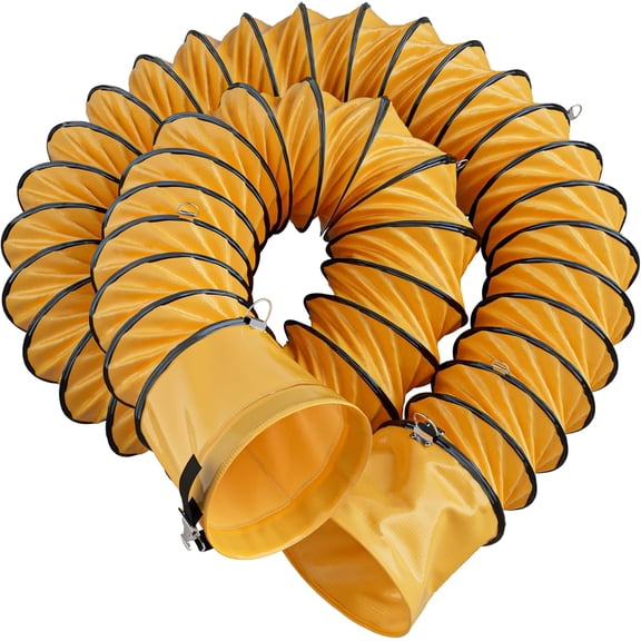 8 Inch PVC 25 FT Flexible Duct with Adjustable Rope and D-Shaped Rings, Suitable for Free Hanging and Utility Blower Exhaust Fan Support