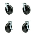 thumbnail image 1 of 8 Inch Phenolic Caster Set with Ball Bearings 2 Swivel Lock 2 Brake SCC, 1 of 2