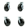 thumbnail image 1 of 8 Inch Phenolic Caster Set with Ball Bearings 4 Swivel Lock 2 Brake SCC, 1 of 2