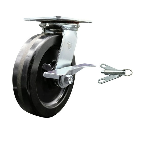 8 Inch Phenolic Caster with Roller Bearing and Brake/Swivel Lock Service Caster