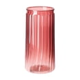 thumbnail image 1 of 8 Inch Pink Ribbed Glass Flower Vase, Modern Textured Decor Vessel, Elegant Centerpiece Supply for Living Room Dining Table Bathroom Office Wedding Bouquet Display, 1 of 6