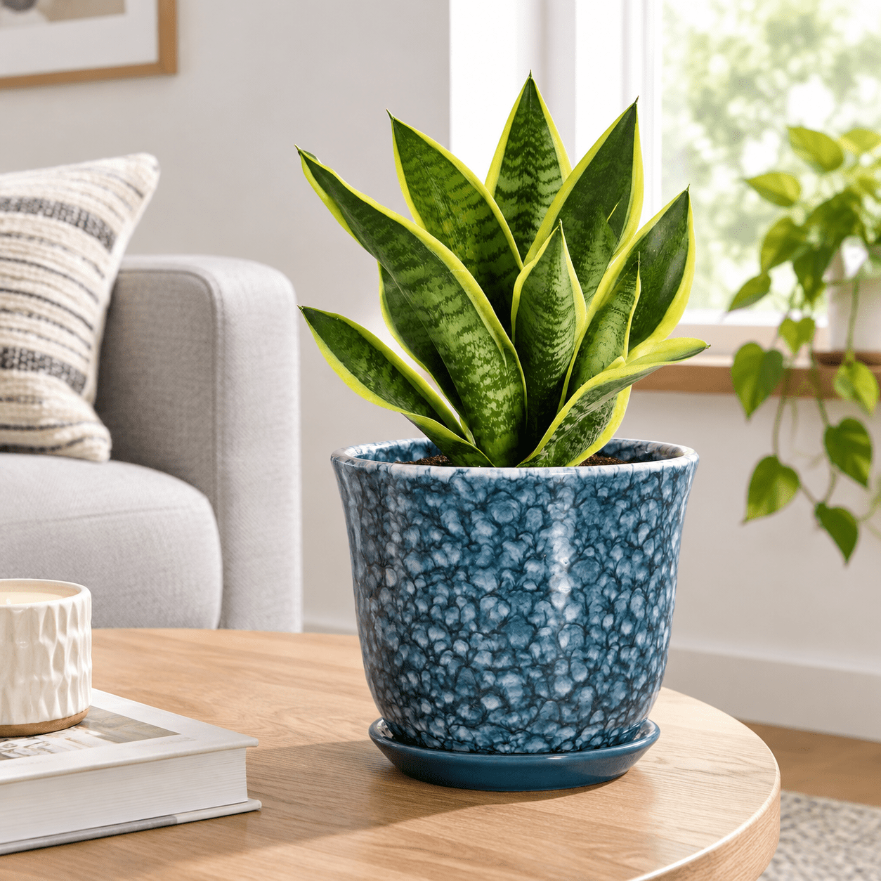 8 Inch Plant Pot Ceramic Planter For Indoor Blue - Walmart.com