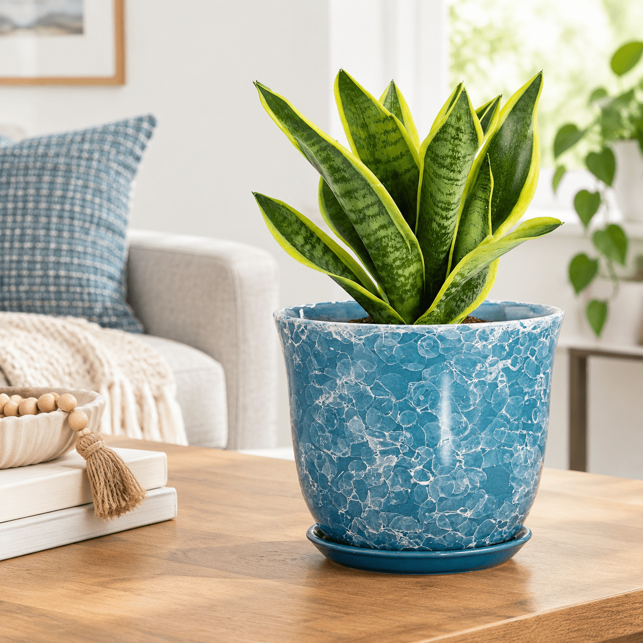 8 Inch Plant Pot Ceramic Planter With Drainhole Blue - Walmart.com