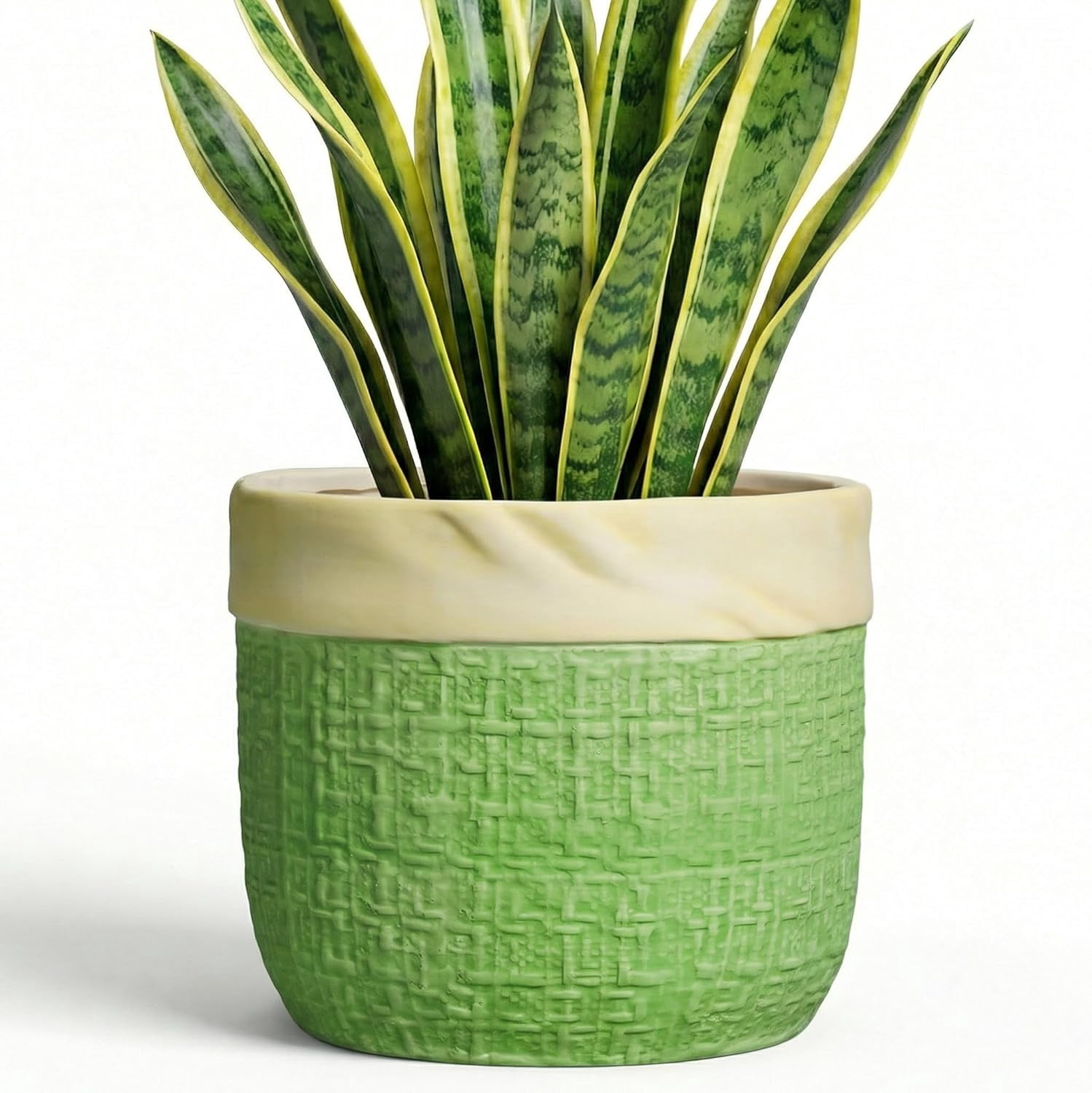 8 Inch Plant Pot - Ceramic Pots for Plants with Drainage Hole, Ceramic Flower Pots for Indoor Plants Outdoor, Decorative  Planter, House Garden Decor, Gardening Gifts for Women, Green