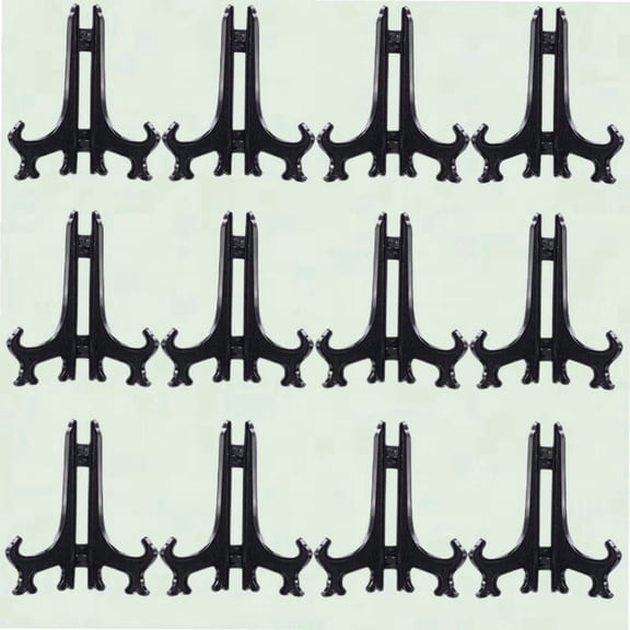 8 Inch Plastic Easel Board Display Stand, Set of 12, Black, Small Photo Frame Holder