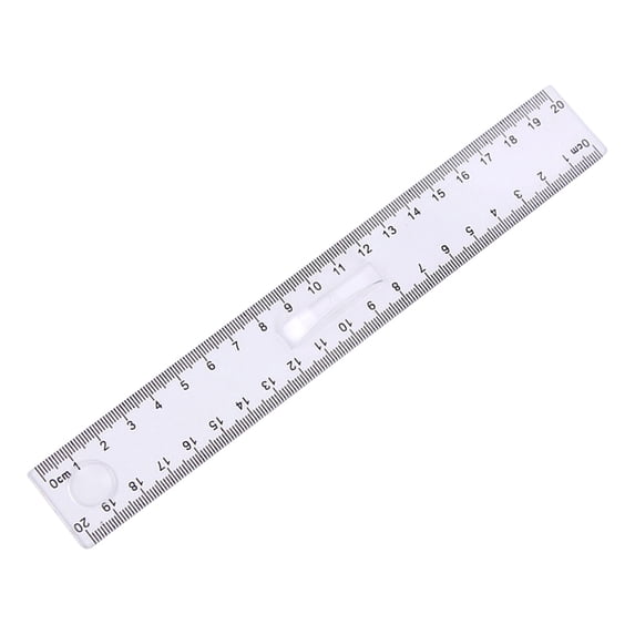 8-Inch Plastic Ruler with Handle,Handle Magnifying Glass Plastic Transparent Ruler,Precise Transparent Measuring Tool with Inch and Centimeter Graduations, Suitable for Students,Teachers,Exam