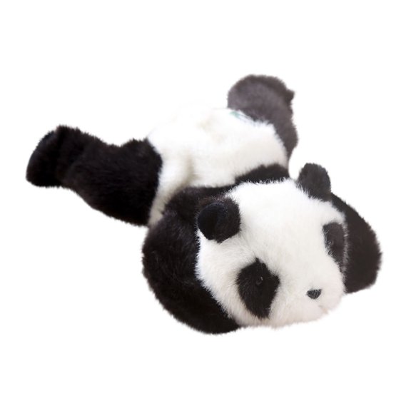 8 Inch Plush Panda Stuffed Animal Soft Furry Giant Panda Hand Toy Miniature Lifelike Bear Figurine for Desk Decoration Backpack Pendant Holiday Gift, Black
