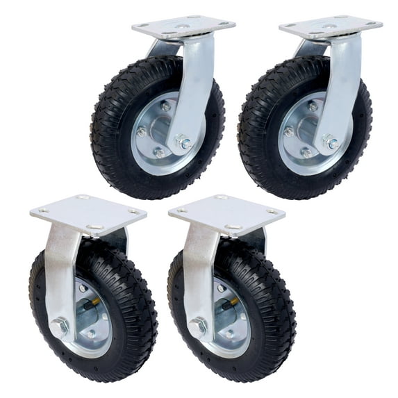 8 Inch Pneumatic Caster Wheel Set (4 Pack) - 5/8