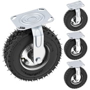 8 Inch Pneumatic Casters Set of 4 2 Swivel & 2 Rigid, Heavy Duty Industrial Casters, 880 LBS Total Load Capacity, Knobby Rubber Tread, Ideal for Workbench, Cart, Trolley, Wagon and Storage Shelves
