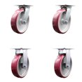 thumbnail image 1 of 8 Inch Poly on Aluminum Caster Set with Ball Bearings 2 Swivel 2 Rigid SCC, 1 of 2