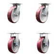 thumbnail image 1 of 8 Inch Poly on Aluminum Caster Set with Roller Bearing 2 Swivel Lock and 2 Rigid, 1 of 2