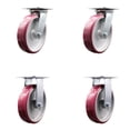 thumbnail image 1 of 8 Inch Poly on Aluminum Caster Set with Roller Bearings 2 Swivel 2 Rigid SCC, 1 of 2