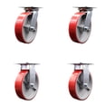 thumbnail image 1 of 8 Inch Poly on Cast Iron Caster Set with Ball Bearing 2 Swivel Lock 2 Rigid SCC, 1 of 2