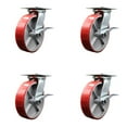 thumbnail image 1 of 8 Inch Poly on Cast Iron Caster Set with Ball Bearing and Brakes/Swivel Locks, 1 of 2
