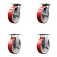 thumbnail image 1 of 8 Inch Poly on Cast Iron Caster Set with Roller Bearing 2 Swivel Lock 2 Rigid, 1 of 2