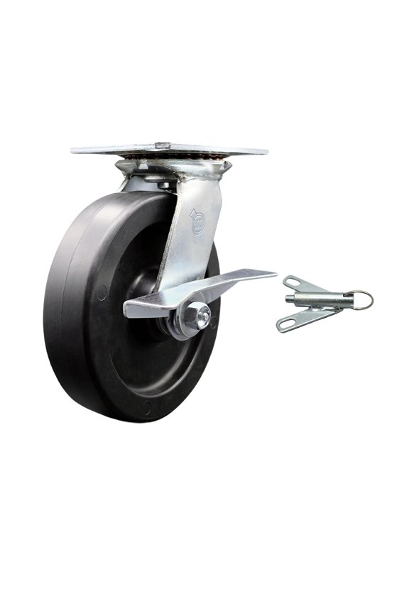 8 Inch Polyolefin Caster with Roller Bearing and Brake/Swivel Lock SCC