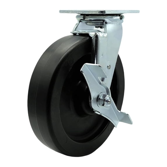 8 Inch Polyolefin Swivel Caster with Roller Bearing and Brake Service Caster