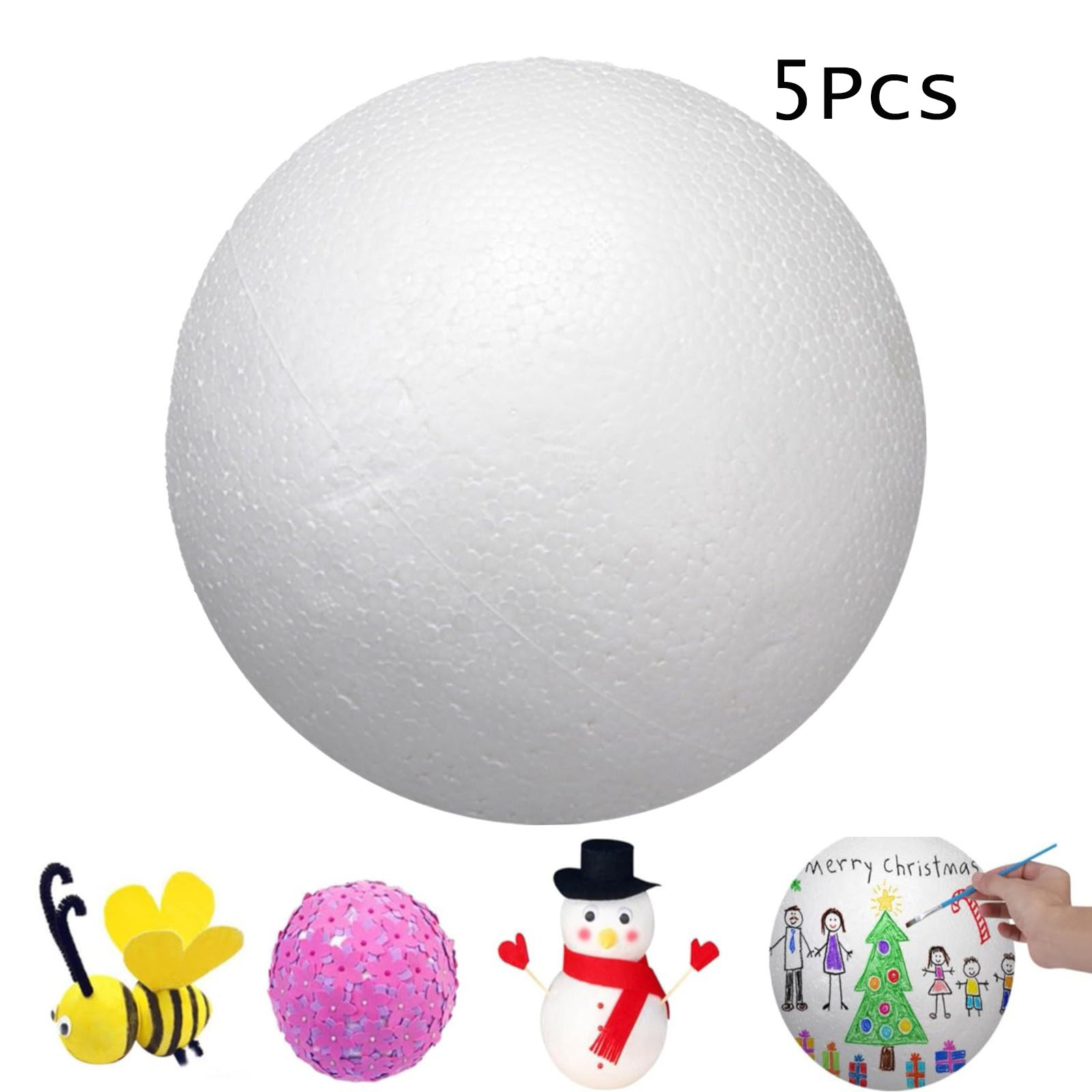 8 Inch Polystyrene Foam Balls (5-Pack) | Smooth White High-Density ...