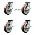 thumbnail image 1 of 8 Inch Polyurethane Caster Set with Ball Bearing 4 Brake and 2 Swivel Lock SCC, 1 of 2