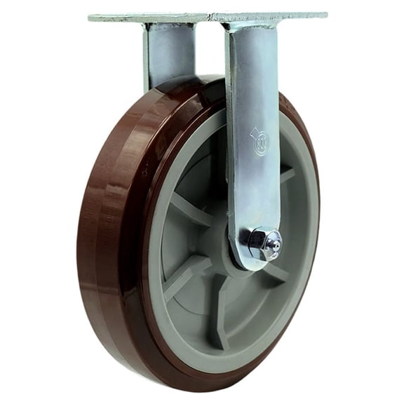 8 Inch Polyurethane Wheel Rigid Caster with Roller Bearing Service Caster Brand