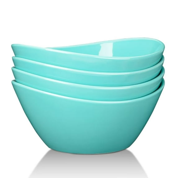 8 Inch Porcelain Bowls Set of 4,42 oz Bowl Set,Turquoise