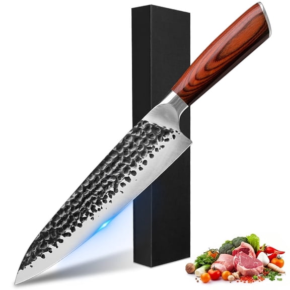 8-Inch Professional Kitchen Knife, High Carbon Stainless Steel Japanese Style Chef Knife with Ergonomic Wooden Handle & Gift Box