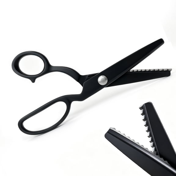 8-Inch Professional Pinking Shears for Fabric, 5mm Triangle Zig Zag Scissors, Black Titanium Stainless Steel Sewing and Craft Shears