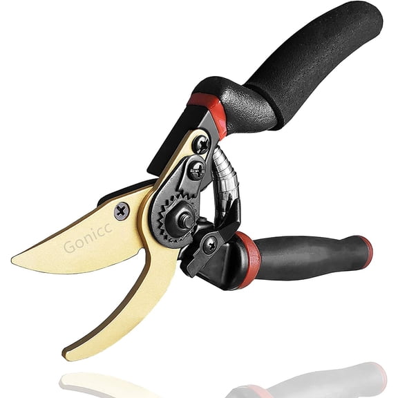 8 Inch Professional Titanium Bypass Pruning Shears, Heavy Duty Hand Pruners with Ergonomic Non-Slip Handle, Sharp Garden Clippers for Trimming Branches, Flowers and Shrubs