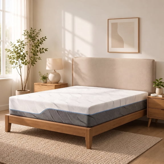 8 Inch Queen Mattress in a Box, 2-in-1 Flippable Gel Memory Foam Mattress with Medium Comfort and Extra Firm Sides, Cooling Pressure Relief, CertiPUR-US and OEKO-TEX