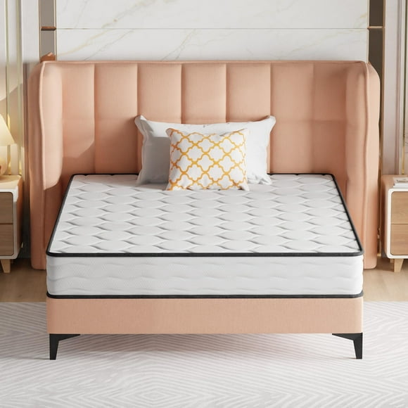 8 Inch Queen Mattress with Innerspring and Foam, Hybrid Mattress - Medium Firm, Pressure Relief, 80"L x 60"W x 8"Th, White