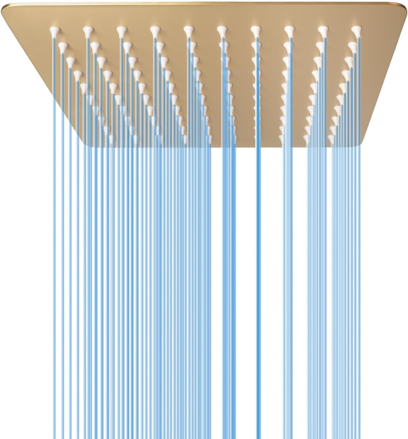 8 Inch Rain Shower Head, High Flow Stainless Steel Square Rainfall ShowerHead, High Pressure Overhead Shower Heads, Wall & Ceiling Mount Ultra Thin Stainless Steel Shower Head, Brushed Gold