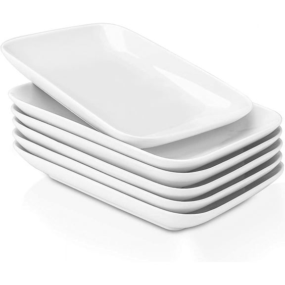 Appetizer Plates Rectangular White Set of 6 8 Inch