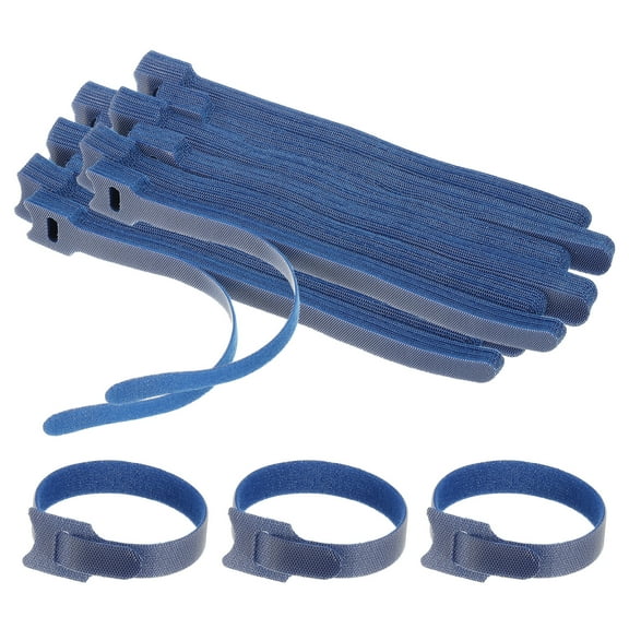 8 Inch Reusable Cable Ties, 130 Pcs Adjustable Hook and Loop Fastening Cord Organizer Blue