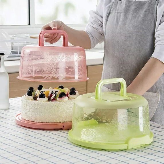8-Inch Round Cake Carrier with Handle, Cake Storage Container with Locking Lid,BPA-Free,for Cakes,Cupcakes,Cookies & Desserts(Pink)