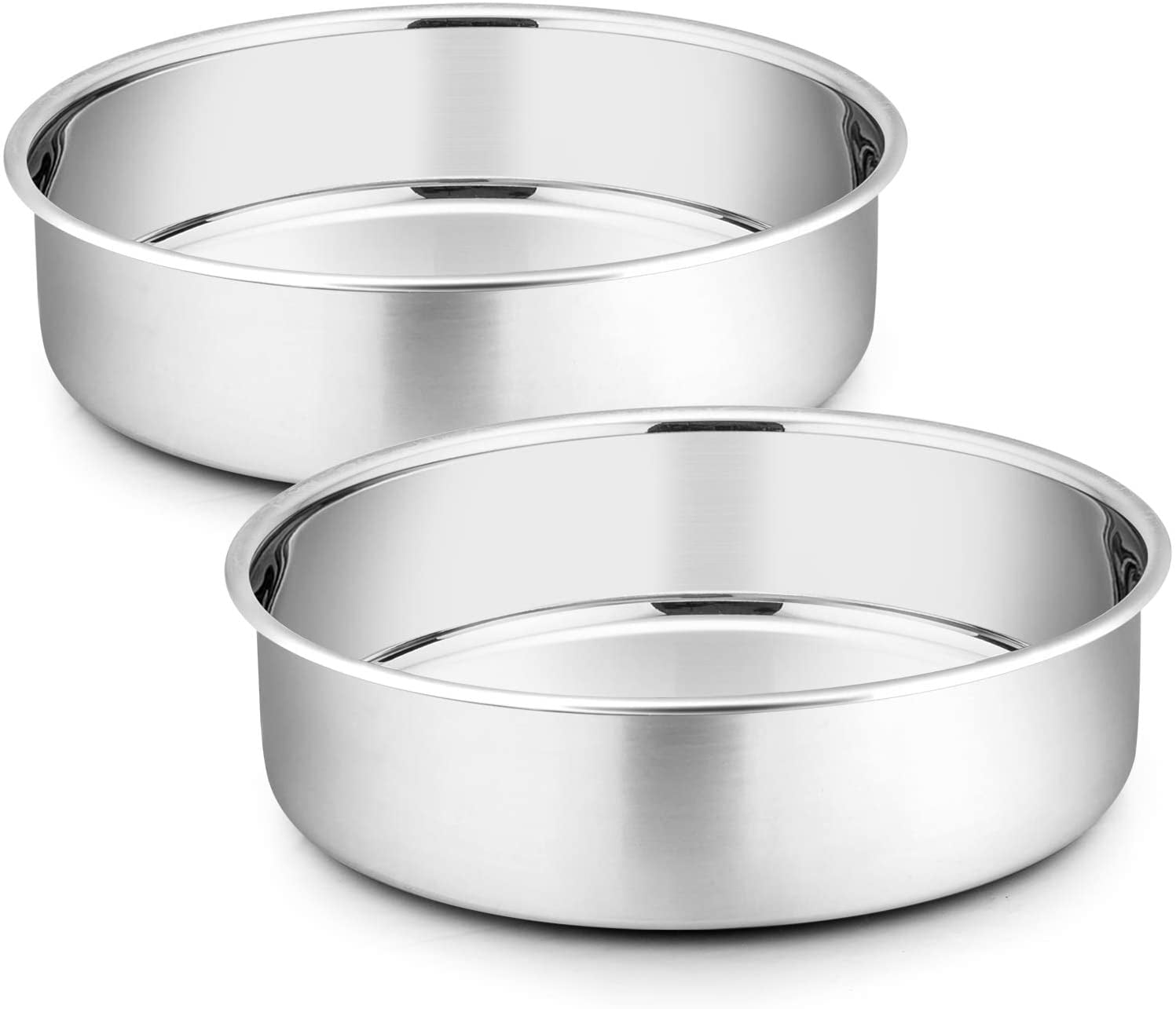 Round Baking Pan Rack 8 Inch Round Cake Pan Set, 2 Pcs Silver Baking Pans, Non-Toxic, Leak ...