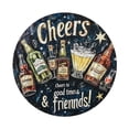 8 Inch Round Cheers Bar Sign Metal Sign, Distressed Liquor Bottles ...