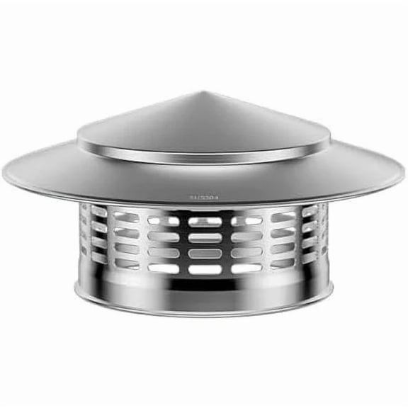 8 Inch Round Chimney Cap, 8 Inch Chimney Cap with Screen, Stove Pipe Topper, 304 Stainless Steel(Full Width: 8in, Interior Width: 7.87in)