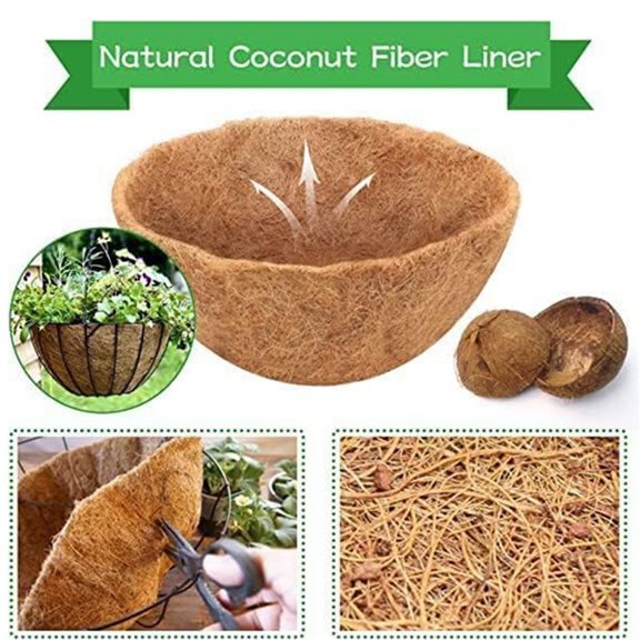 8 Inch Round Coco Liners Replacement- Natural Coconut Coir Liners for Hanging Baskets, Garden Flower Vegetables Planter Pot, Window Box, Fence, Decks