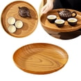 thumbnail image 1 of YSKING Round Wood-Grain Plastic Serving Tray, 8 Inch, 1 of 9